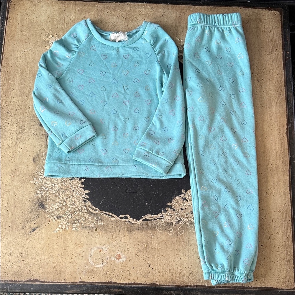 btween Aqua Heart Kids Matching Set